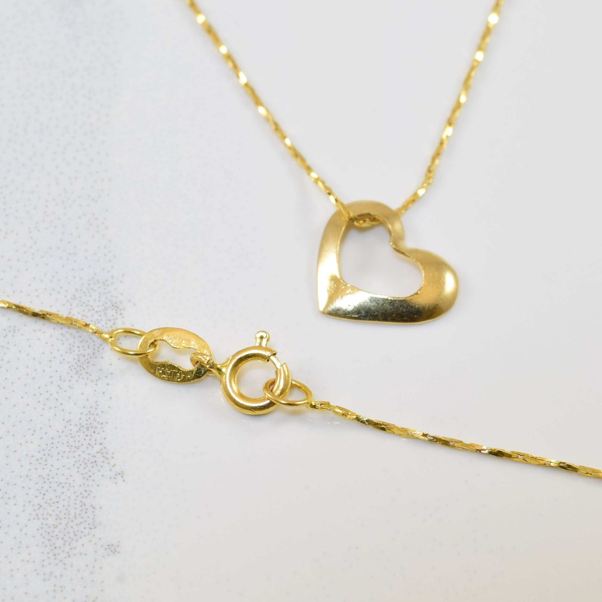 14k Yellow Gold Heart Necklace | 18
