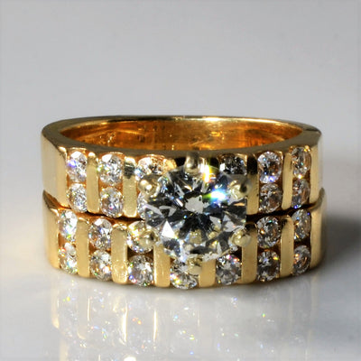 Vertical Channel Diamond Wedding Set | 1.70ctw | SZ 3.75 |