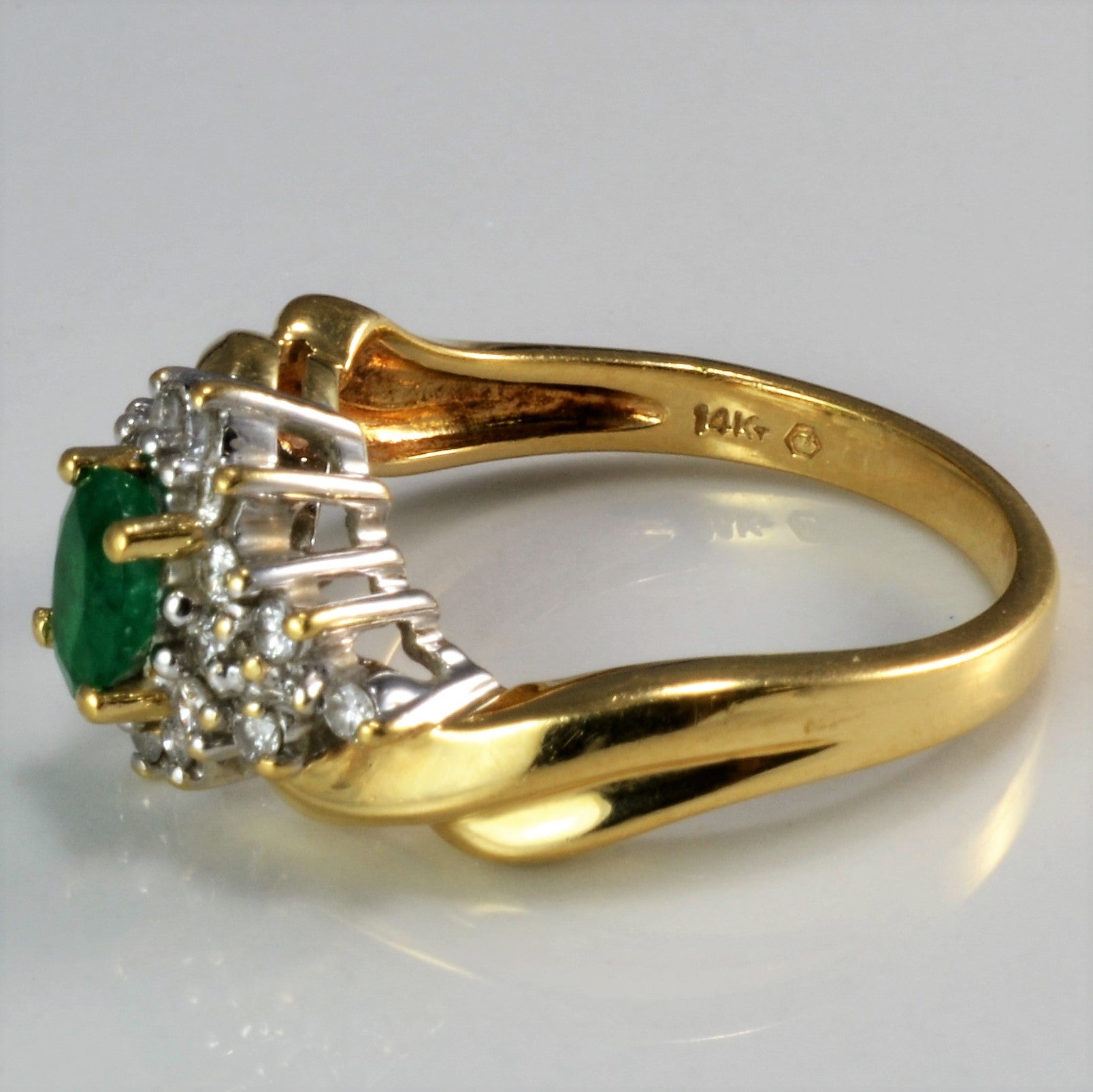 Bypass Emerald & Diamond Cocktail Ring | 0.25 ctw, SZ 6.25 |