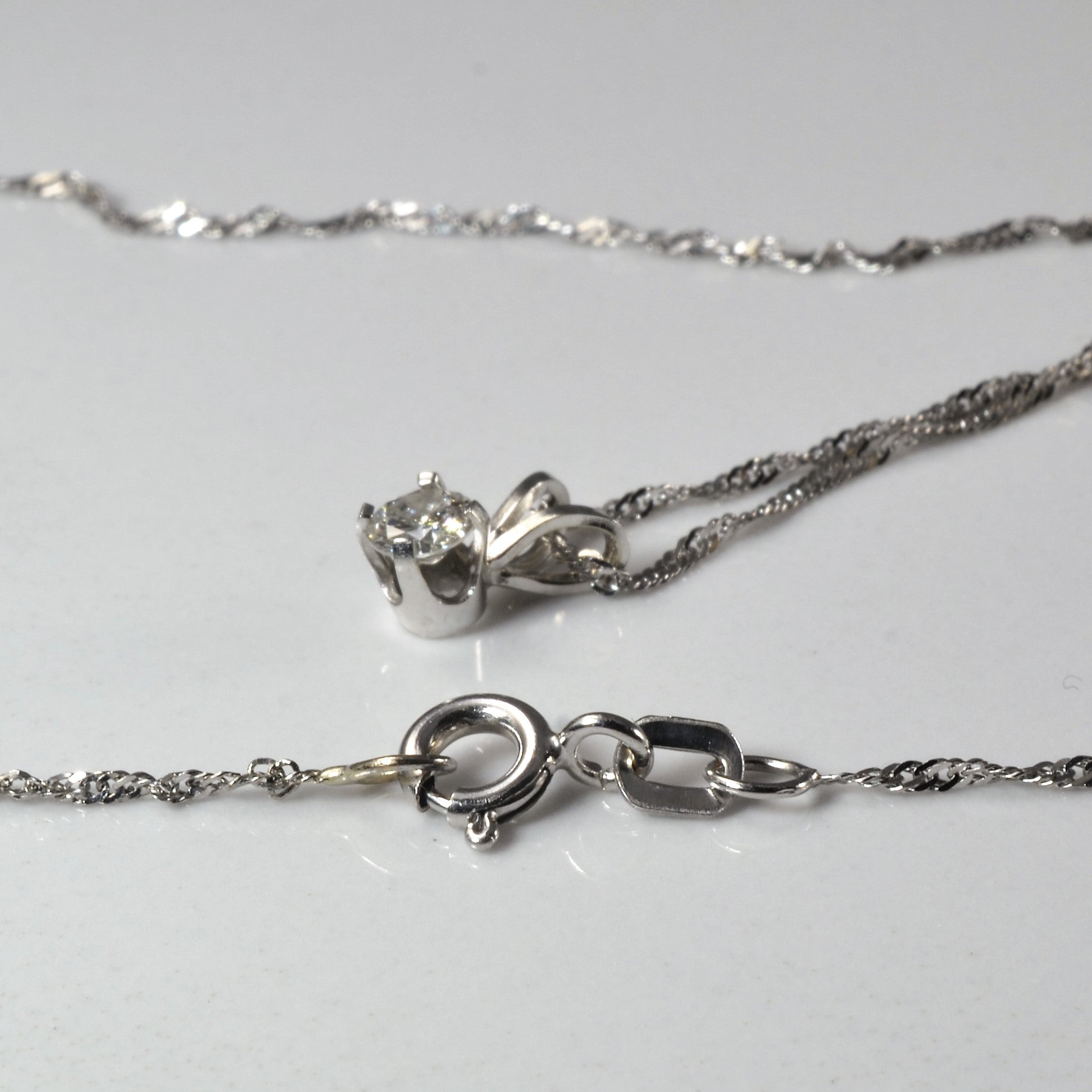 Solitaire Diamond Necklace | 0.18ct | 18