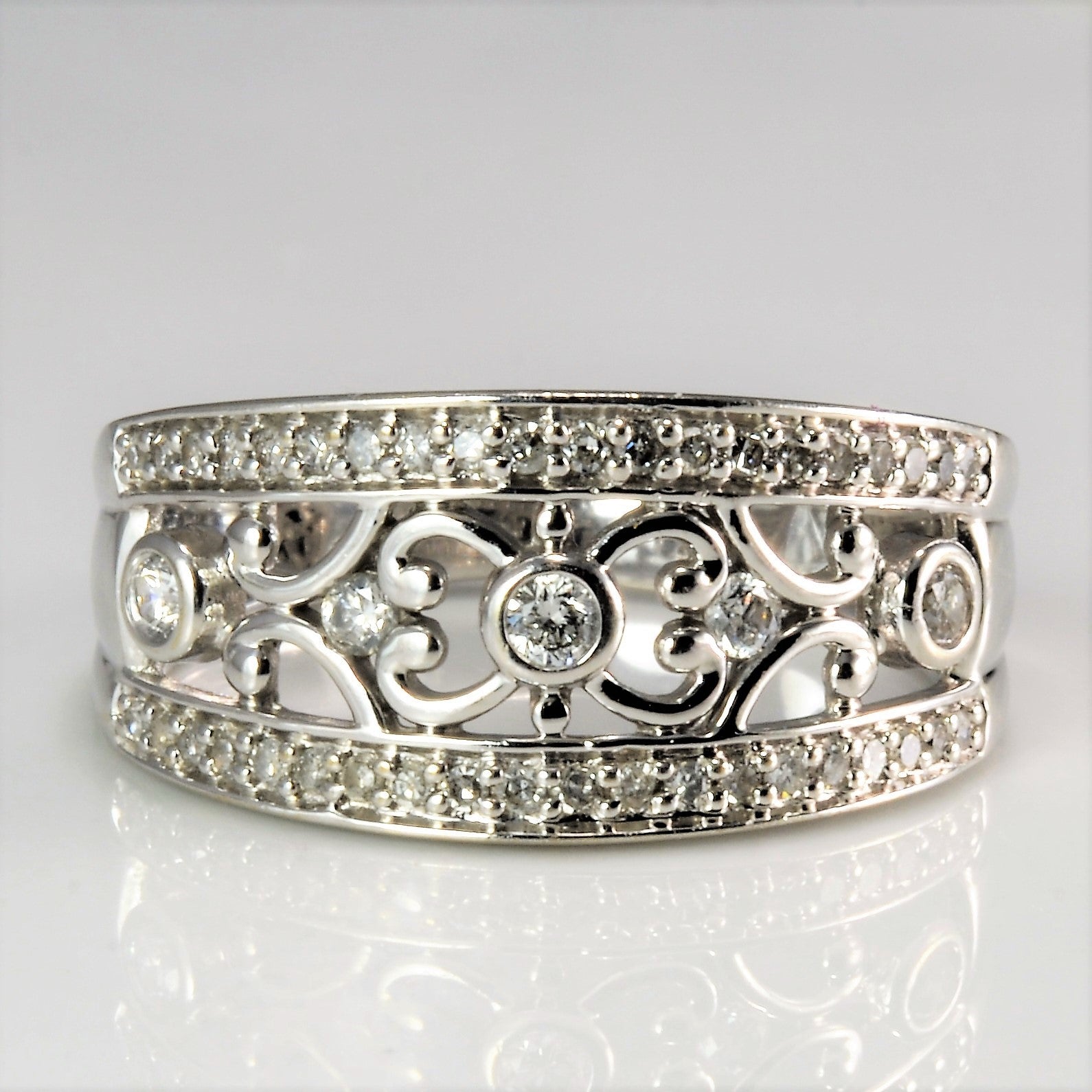 Filigree Design Diamond Wide Ring | 0.28 ctw, SZ 5.75 |