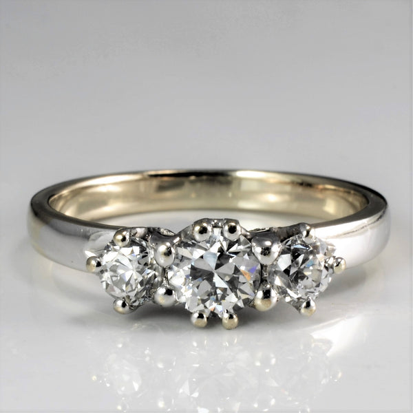 Three Stone Diamond Vintage Ring | 0.76 ctw, SZ 7.5 |