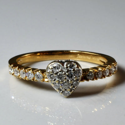 Pave Diamond Heart Promise Ring | 0.33ctw | SZ 6.75 |