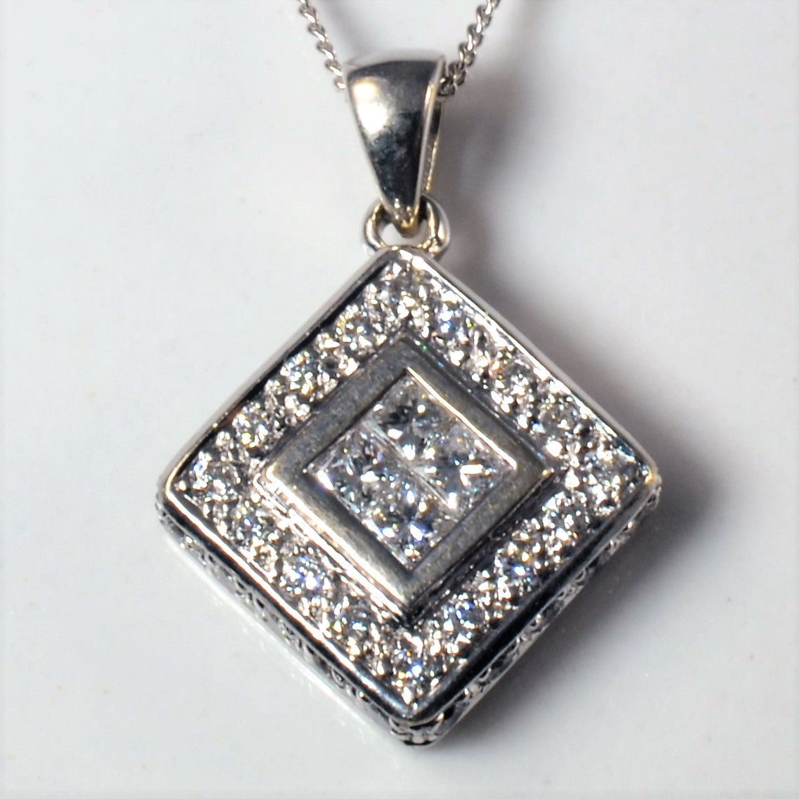 Princess Cluster Diamond Necklace | 0.48ctw | 18