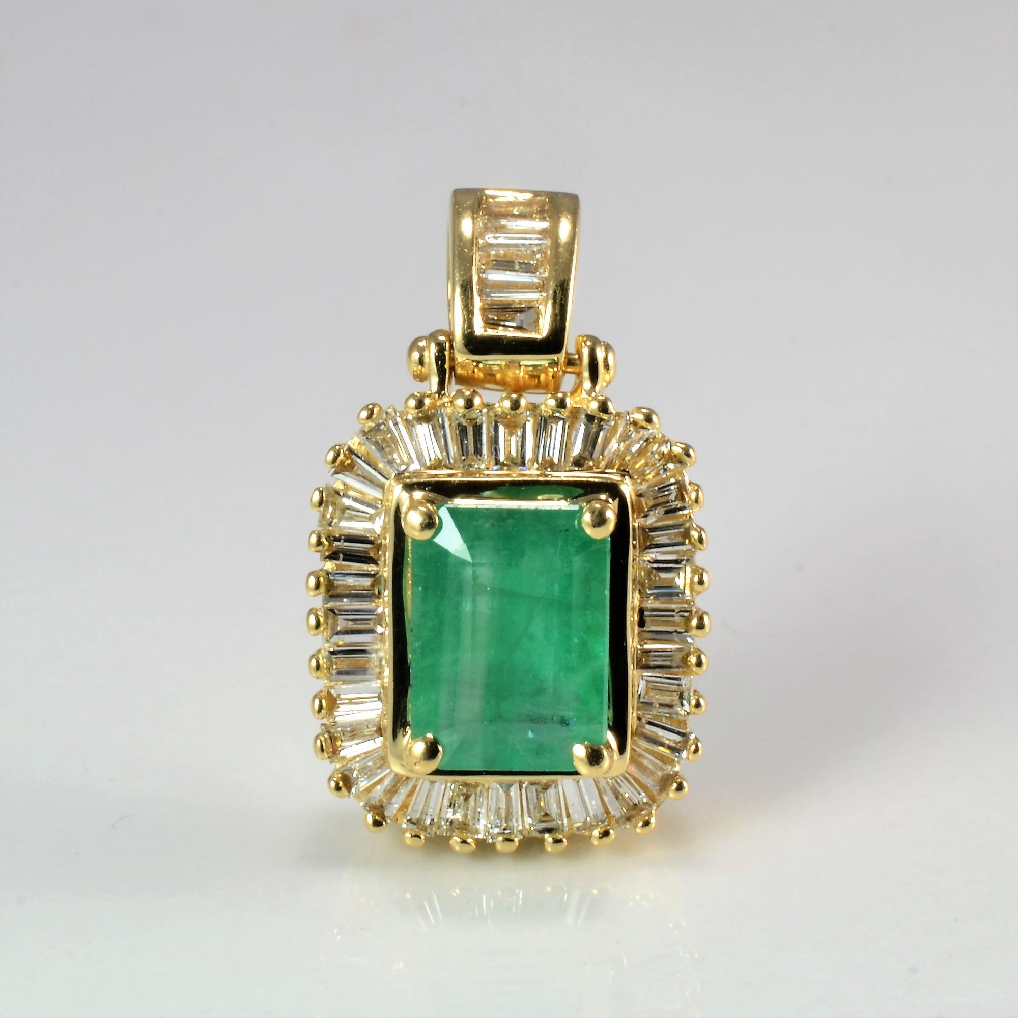Halo Emerald & Diamond Gold Pendant | 0.44 ctw |