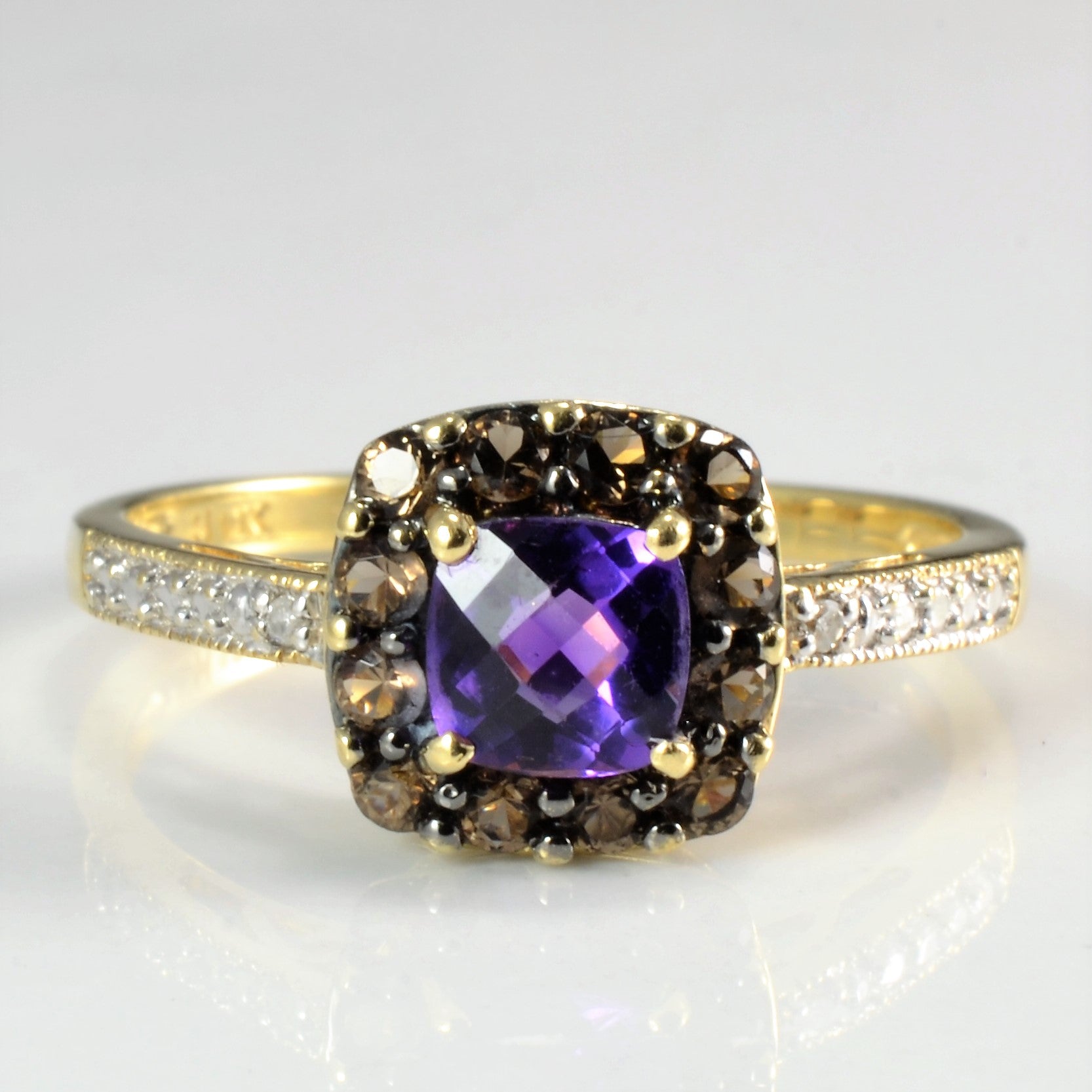 Halo Amethyst & Diamond Ladies Ring | 0.02 ctw, SZ 7 |