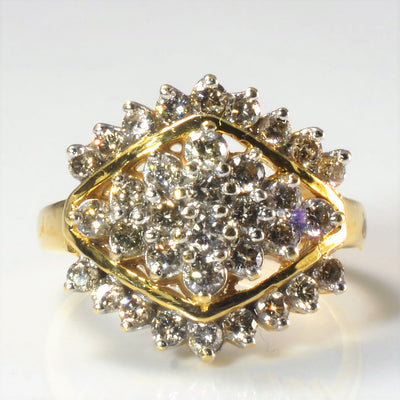 Diamond Cluster Shield Cocktail Ring | 1.37ctw | SZ 7 |