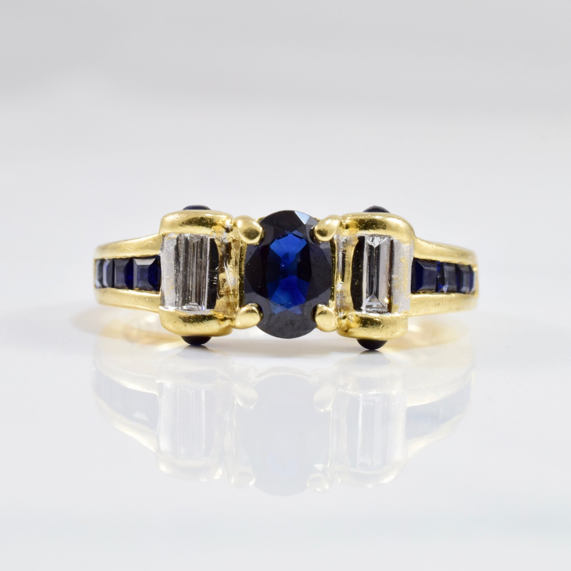 Cabochon Detailed Sapphire Ring | 0.06 ctw SZ 5 |