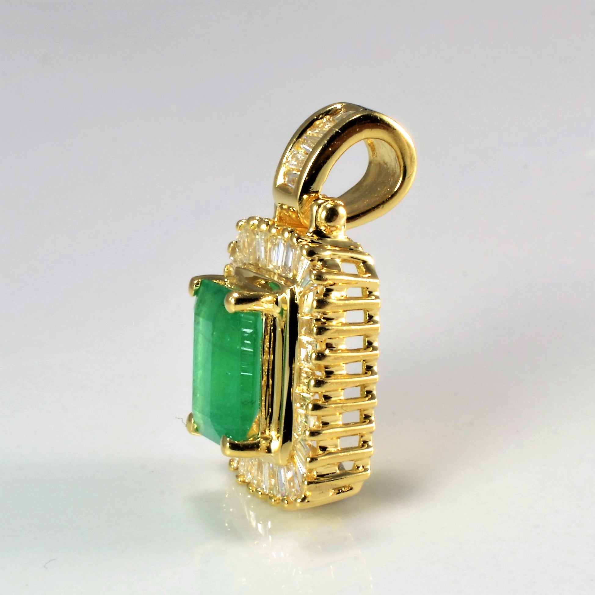 Halo Emerald & Diamond Gold Pendant | 0.44 ctw |