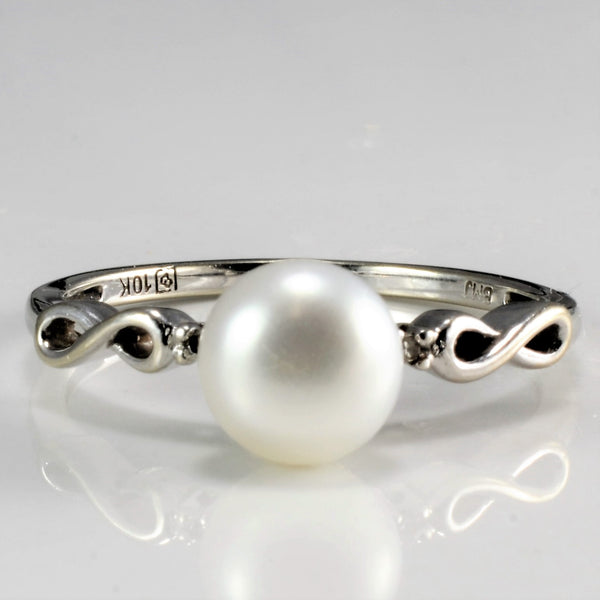 Crossover Pearl & Diamond Promise Ring | 0.01 ctw, SZ 6.5 |