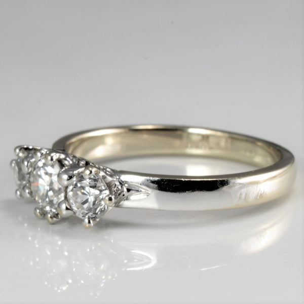 Three Stone Diamond Vintage Ring | 0.76 ctw, SZ 7.5 |