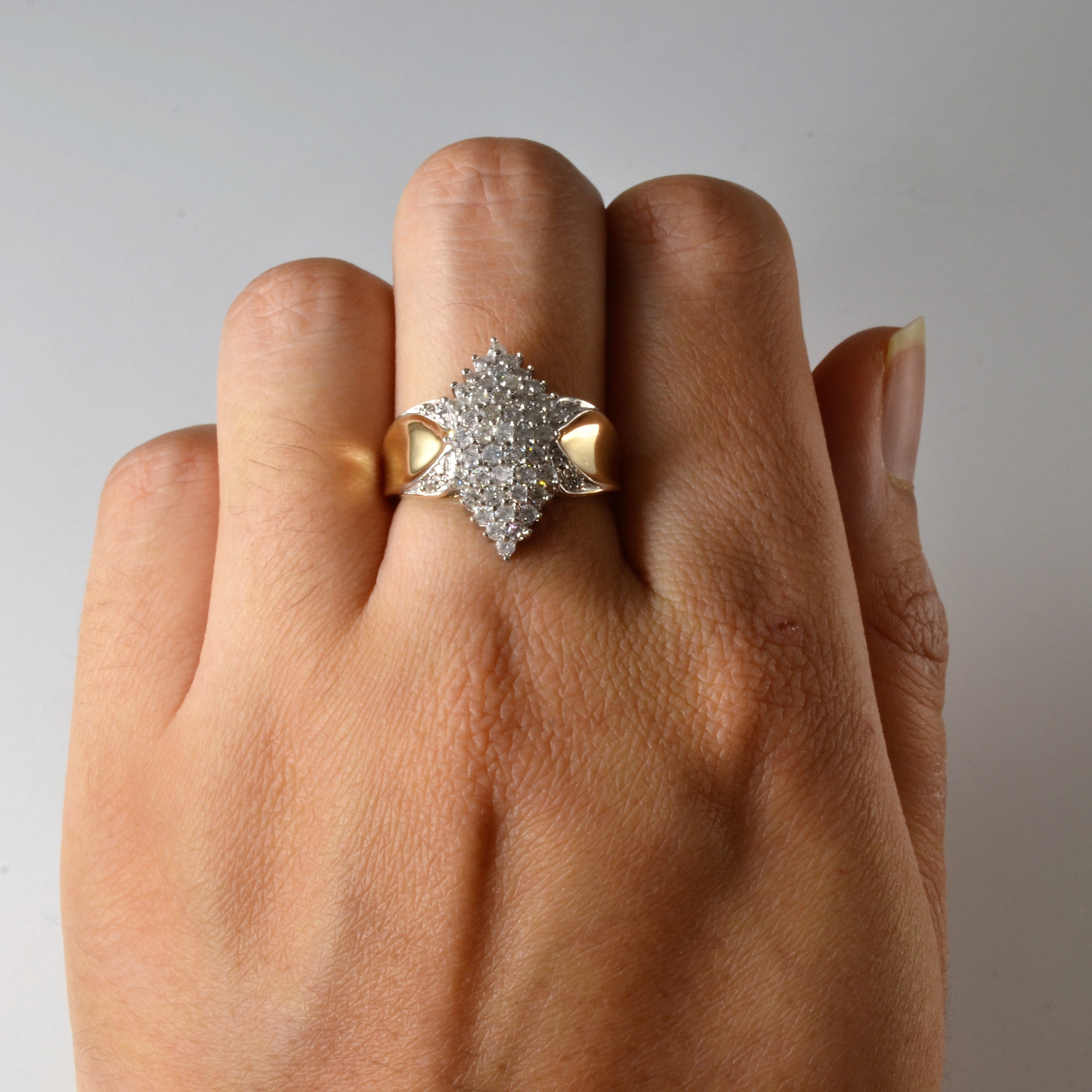 Diamond Cluster Navette Ring | 0.56ctw | SZ 6.75 |