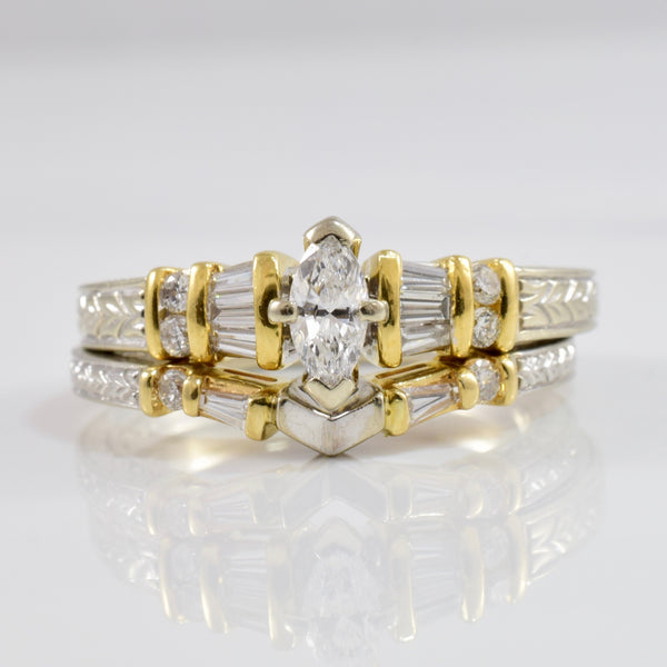 Diamond Engagement Ring and Wedding Band Set | 0.45 ctw SZ 7 |