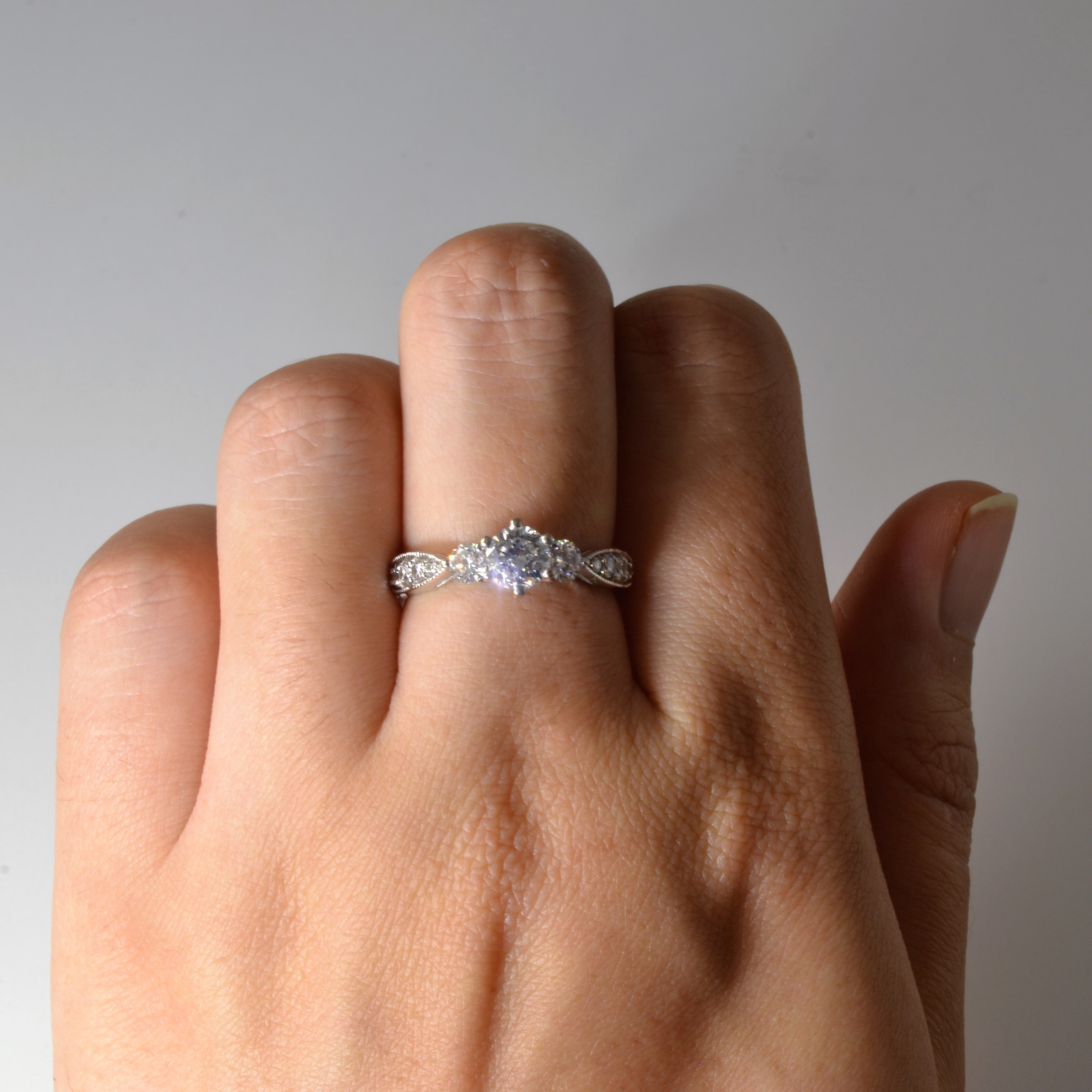 Three Stone Milgrain Detailed Engagement Ring | 1.03ctw | SZ 6.5 |