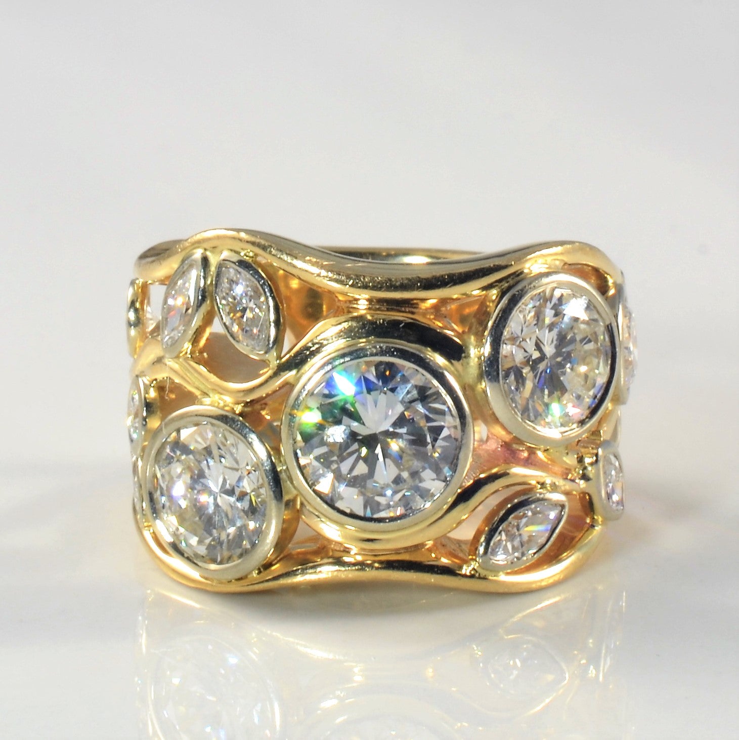 Bezel Set Multi Diamond Ring | 3.78ctw | SZ 5.5 |