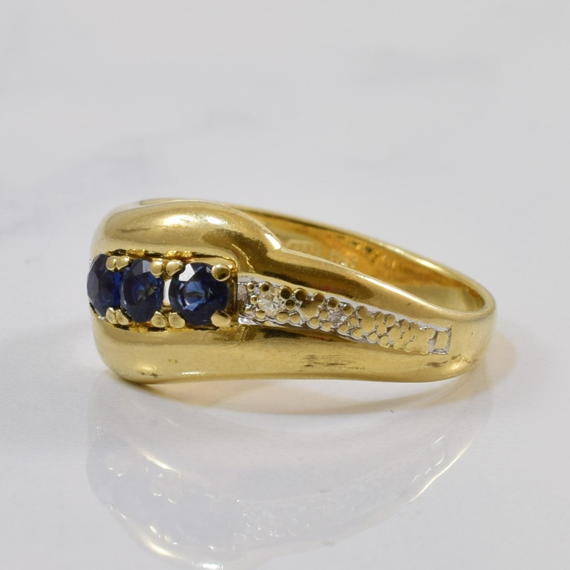 Blue Sapphire & Diamond Bypass Ring | 0.30ct, 0.02ctw | SZ 5.25 |