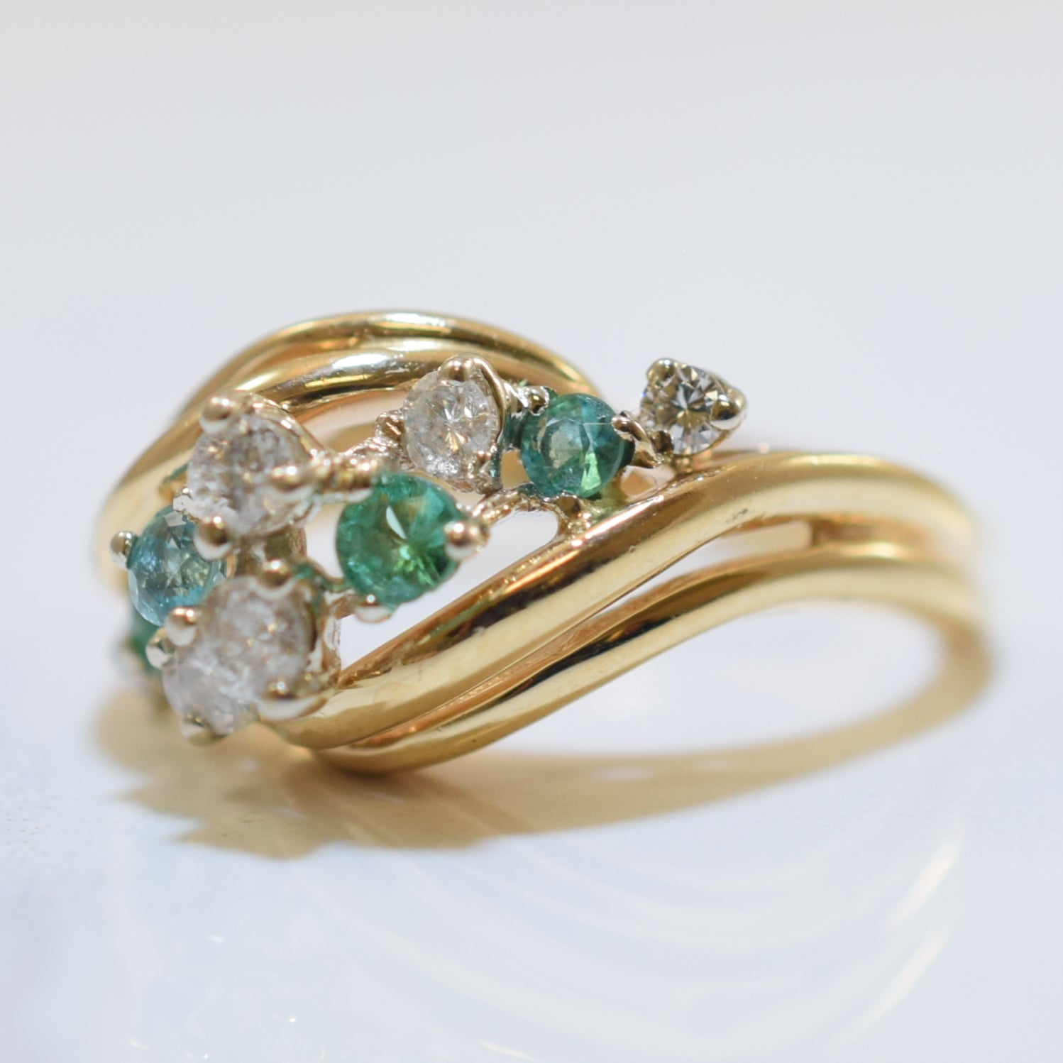 Emerald & Diamond Ring | 0.25ctw, 0.28ctw | SZ 6.5 |
