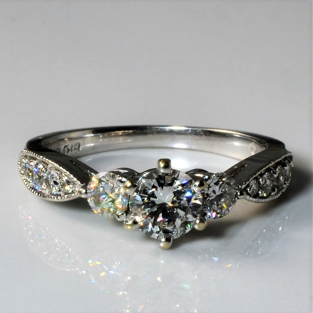Three Stone Milgrain Detailed Engagement Ring | 1.03ctw | SZ 6.5 |