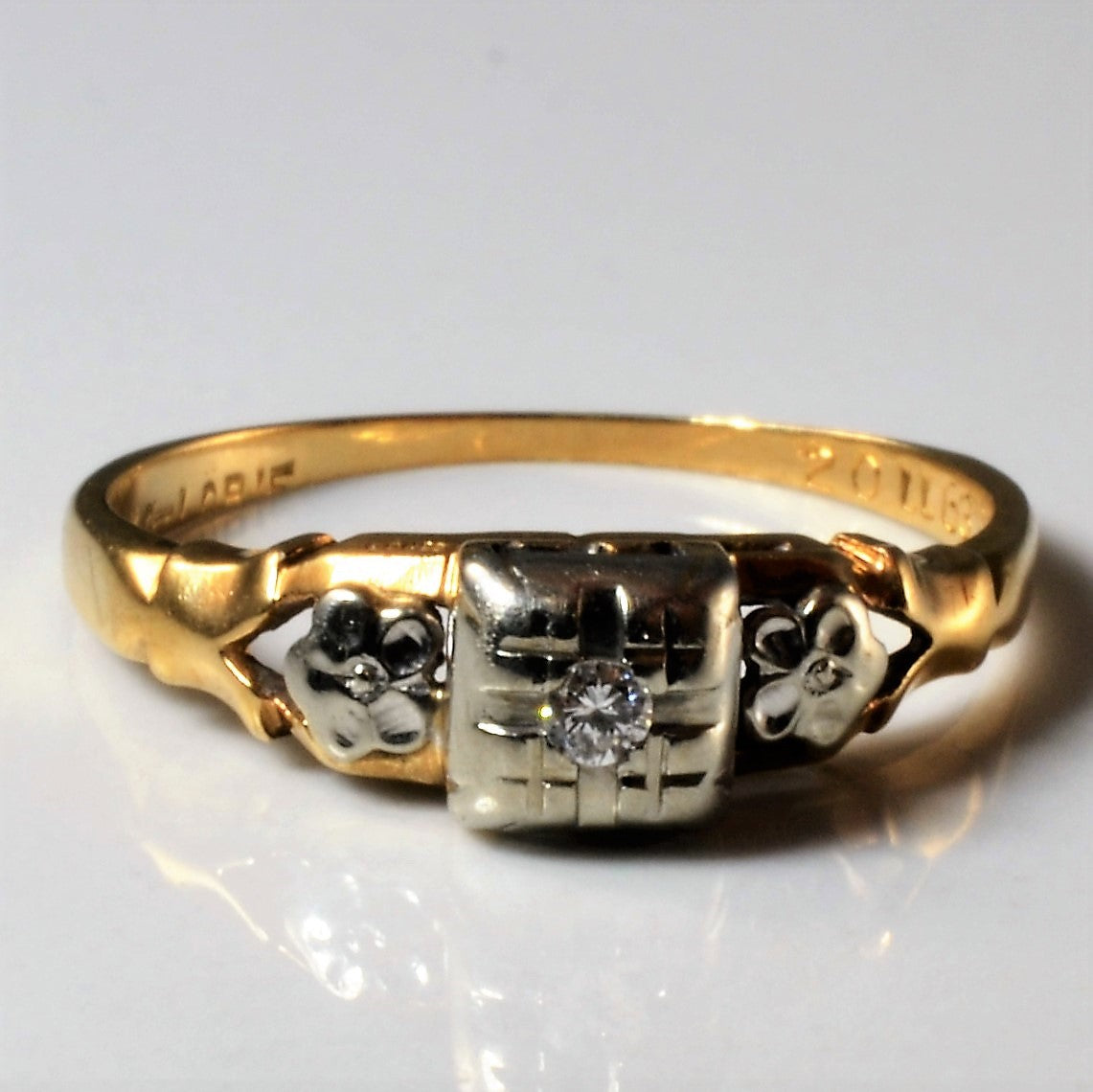 Mid Century Solitaire Diamond Grid Ring | 0.03ct | SZ 6 |