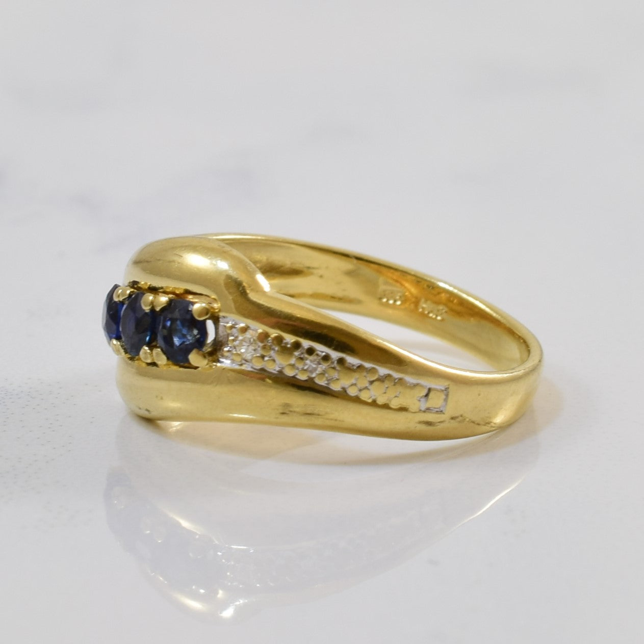 Blue Sapphire & Diamond Bypass Ring | 0.30ct, 0.02ctw | SZ 5.25 |