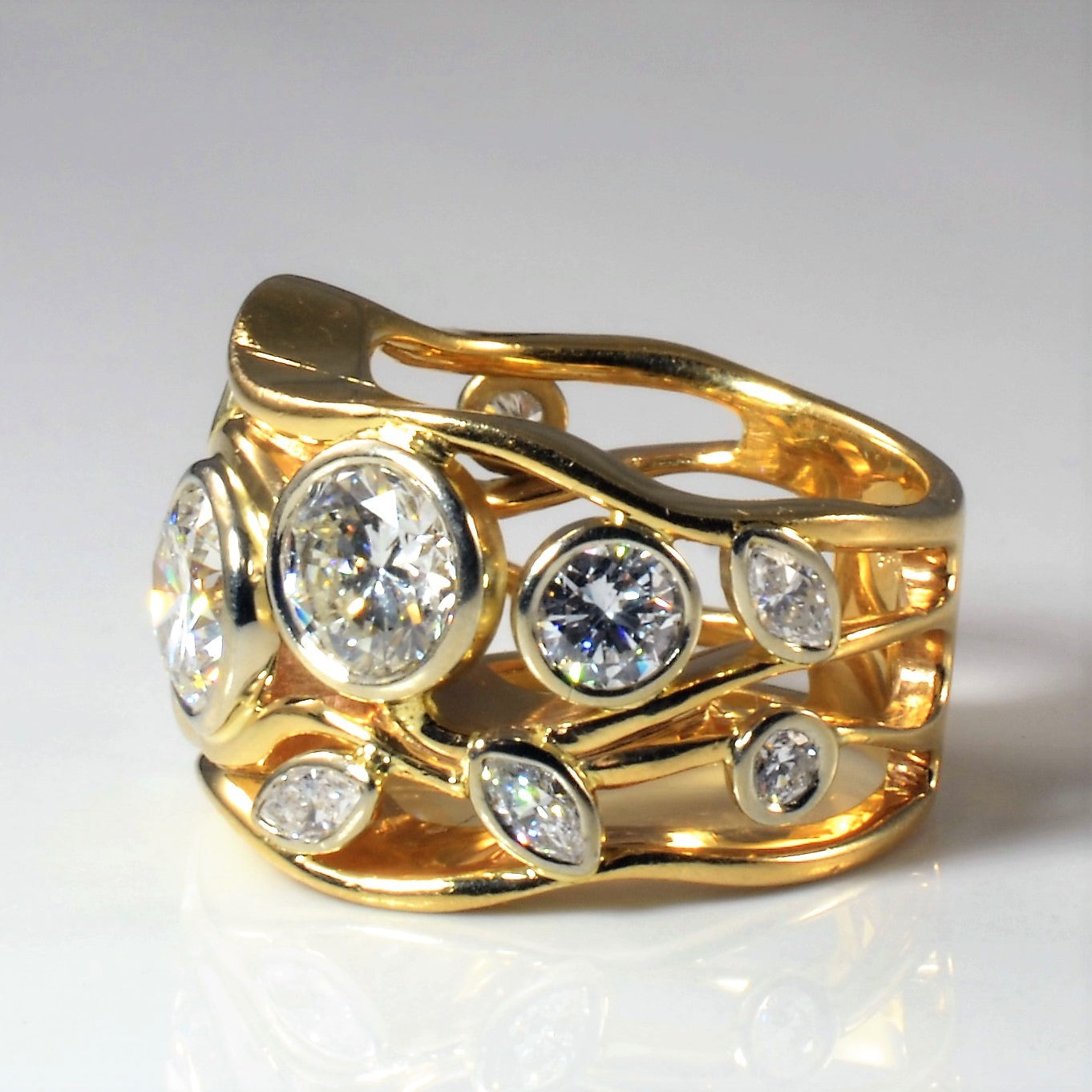 Bezel Set Multi Diamond Ring | 3.78ctw | SZ 5.5 |