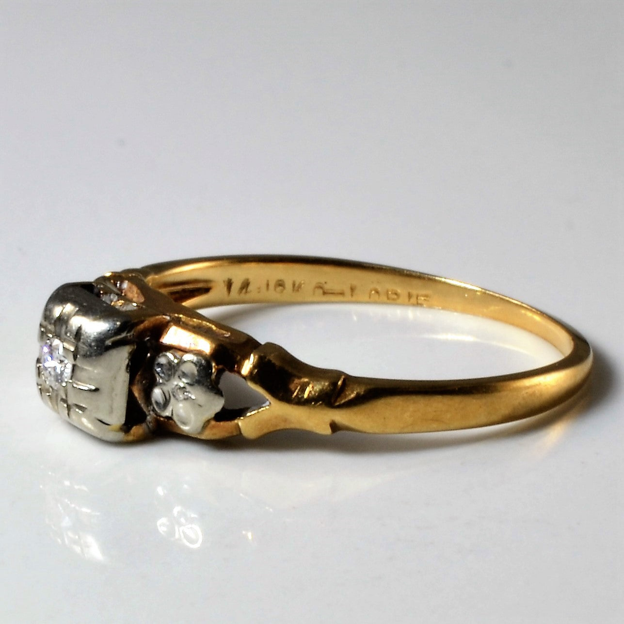 Mid Century Solitaire Diamond Grid Ring | 0.03ct | SZ 6 |