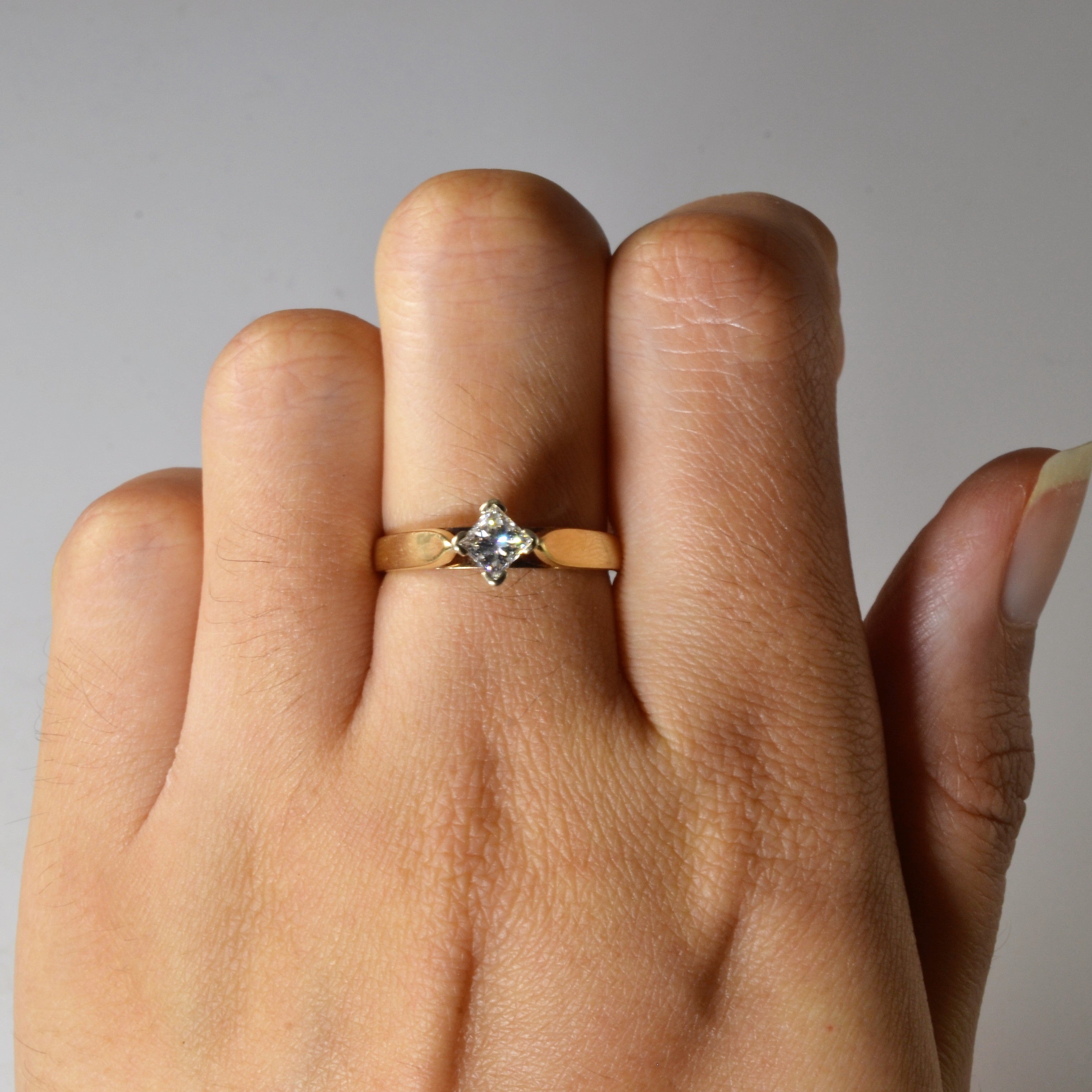 Offset Solitaire Princess Diamond Ring | 0.41ct | SZ 6.5 |