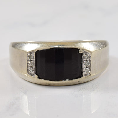 Faceted Onyx & Diamond Ring | 2.00ct, 0.03ctw | SZ 12.75 |