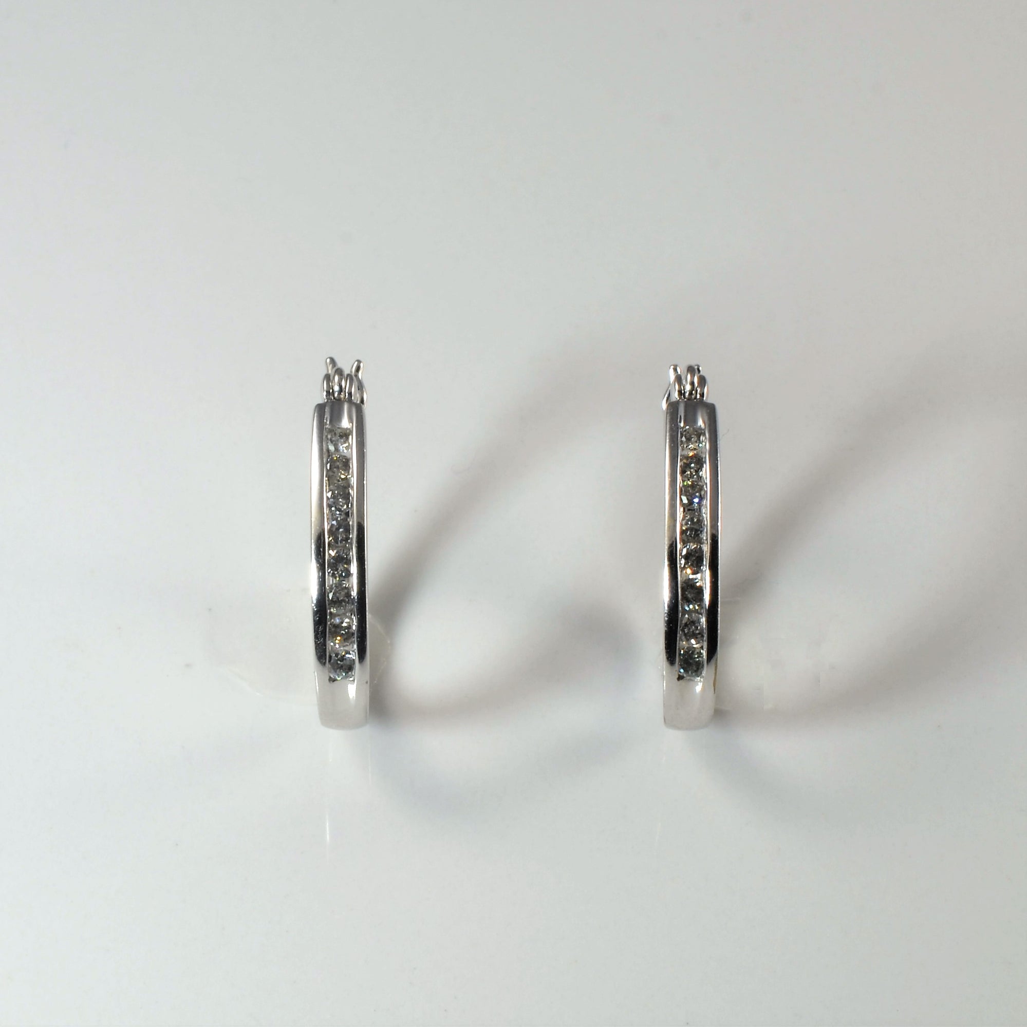 Channel Set Diamond Hoop Earrings | 0.48ctw |