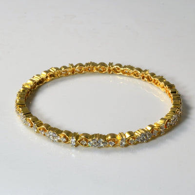 Cluster Diamond Filigree Gold Bangle | 2.23ctw | 8
