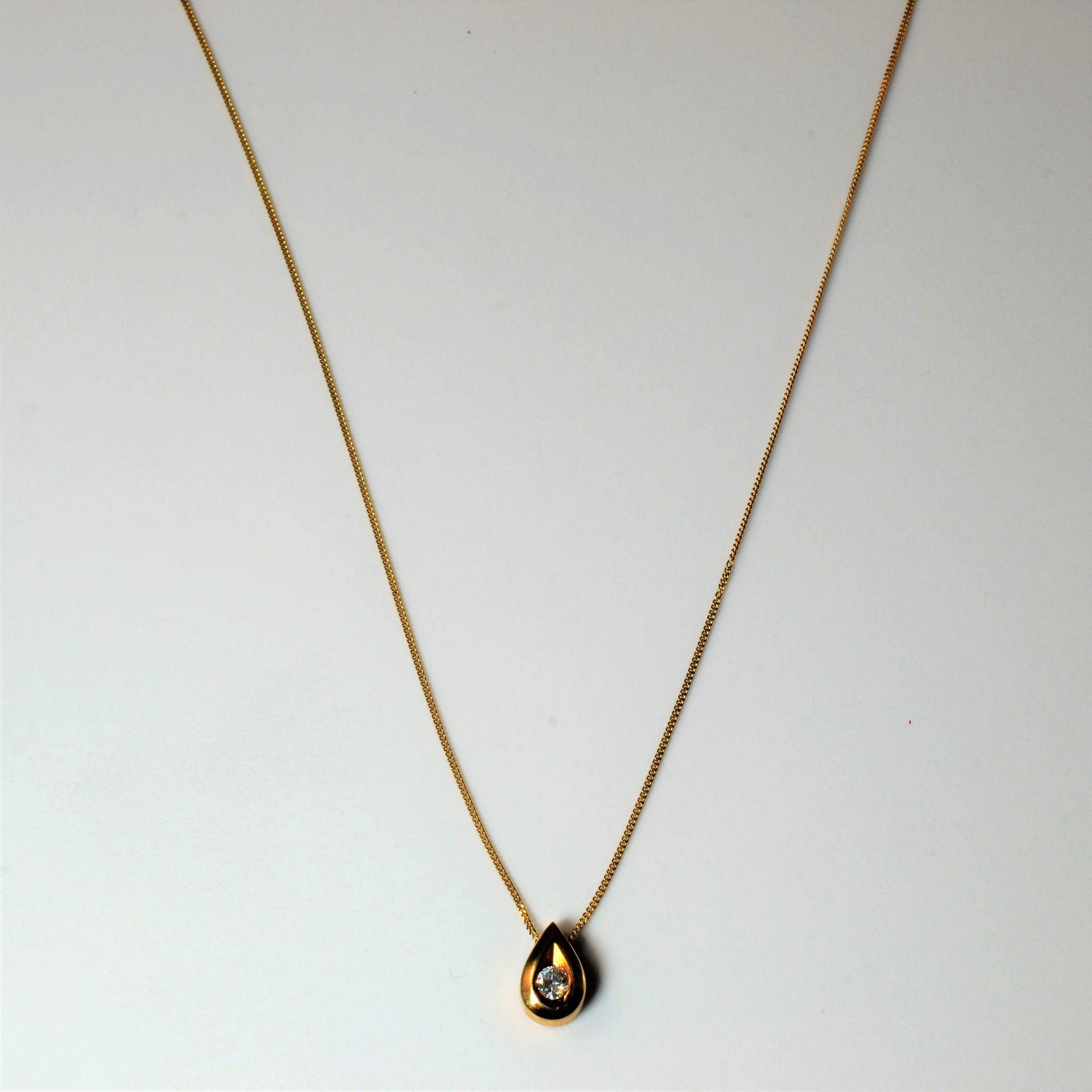 Tear Drop Diamond Necklace | 0.09ct | 18