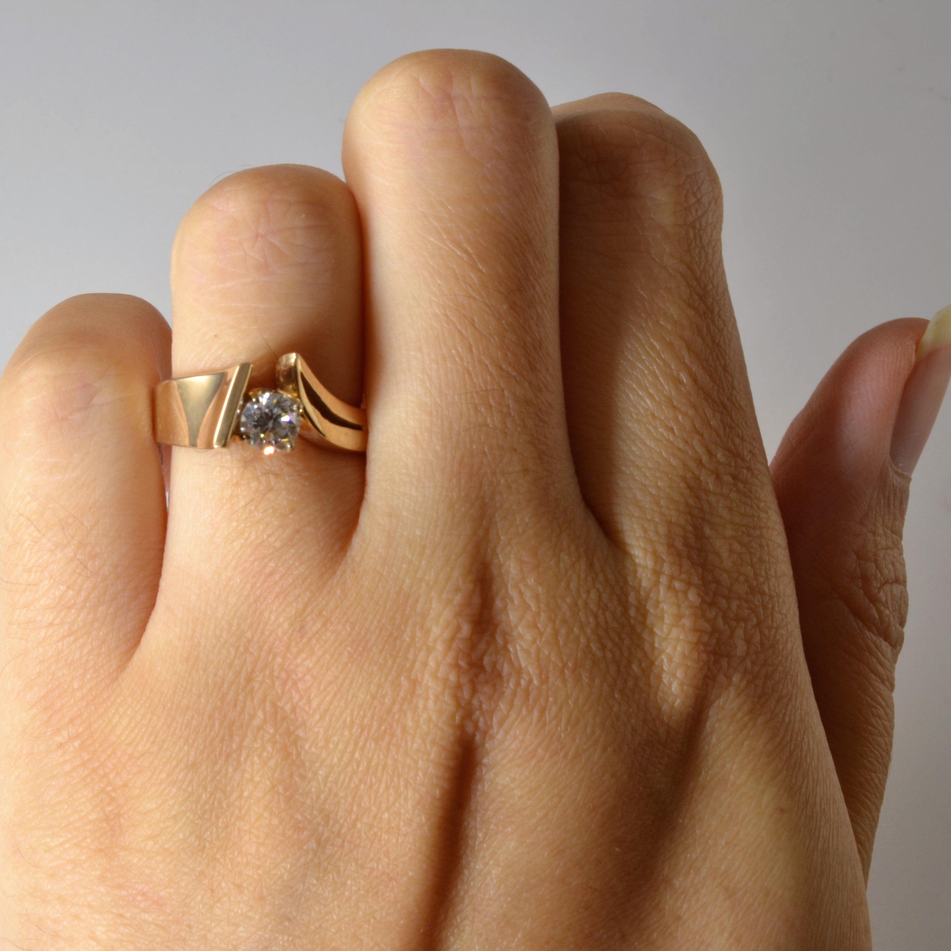 Bypass Swirl Solitaire Diamond Ring | 0.42ct | SZ 5.25 |