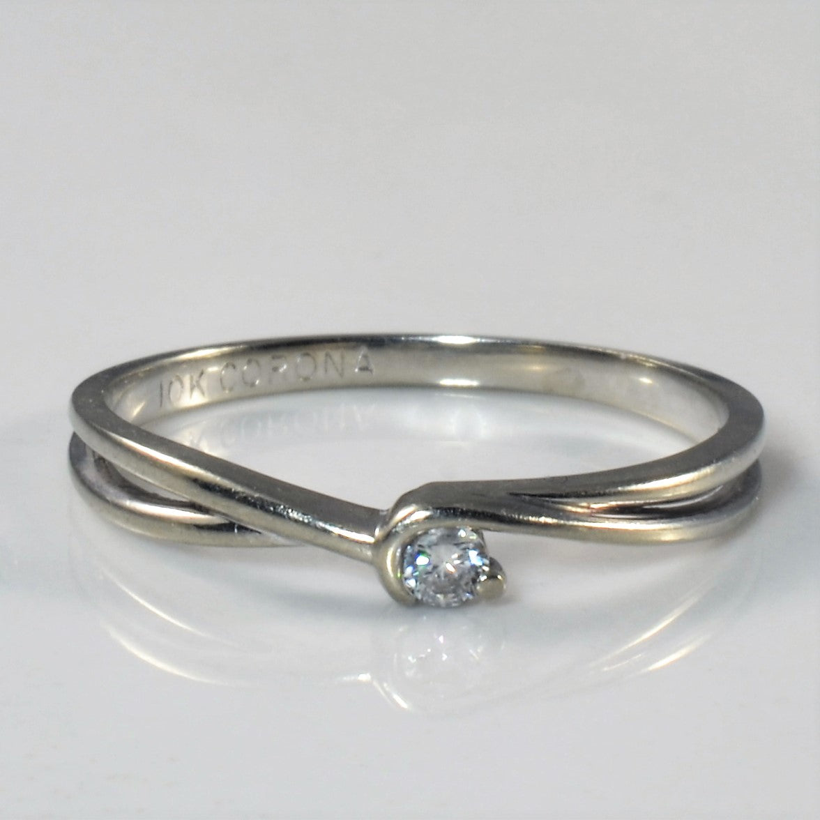 Solitaire Diamond Bypass Promise Ring | 0.06ct | SZ 6.5 |