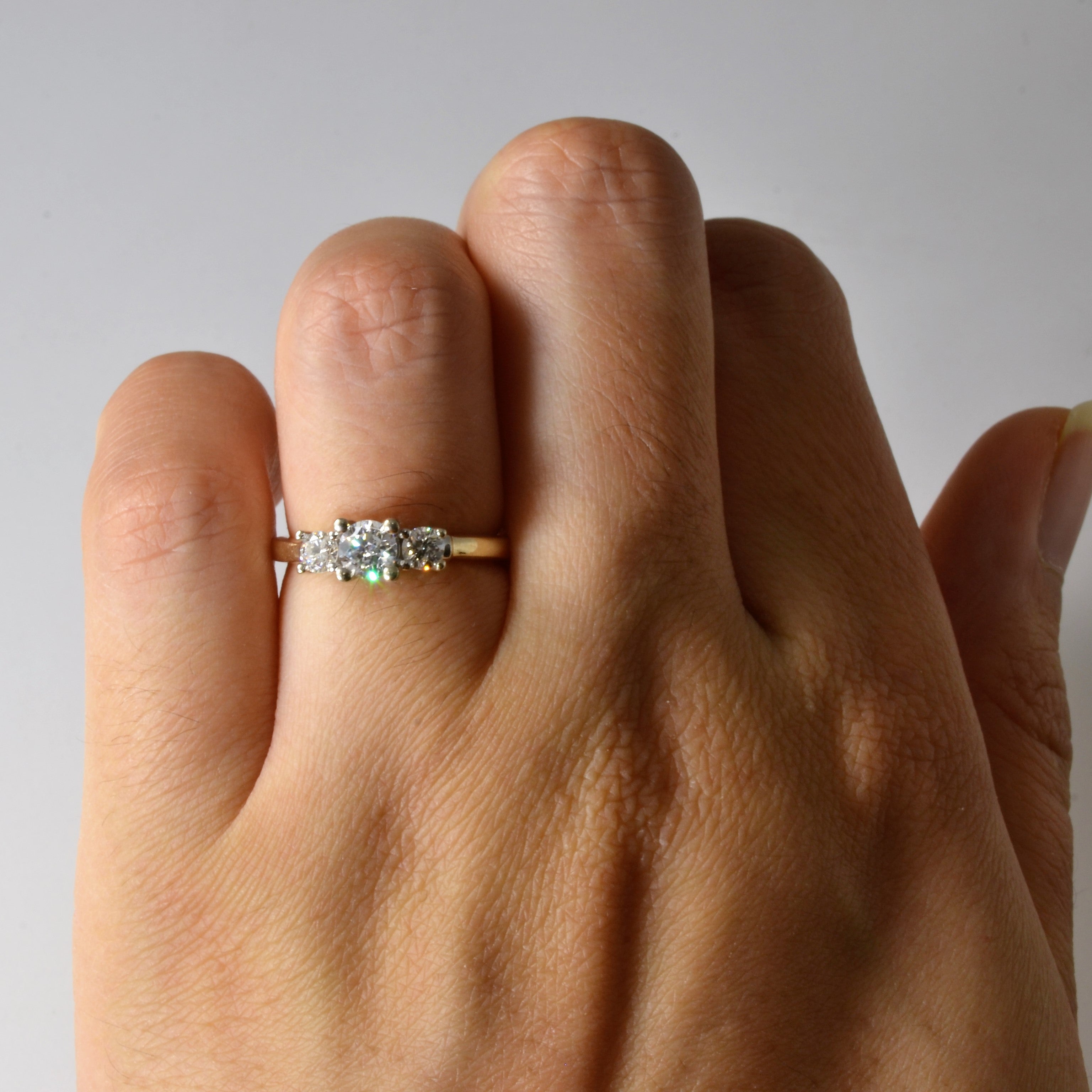 Yellow Gold Three Stone Diamond Ring | 0.51ctw | SZ 4.5 |