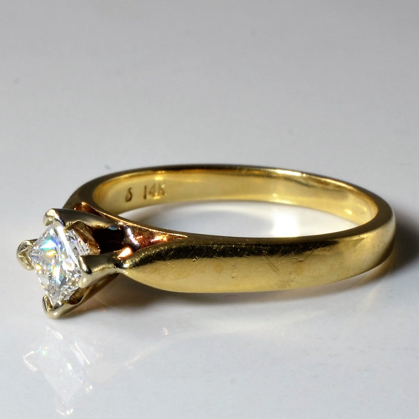 Offset Solitaire Princess Diamond Ring | 0.41ct | SZ 6.5 |