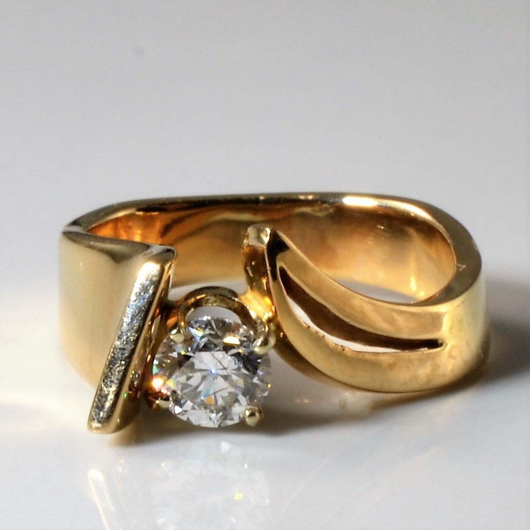 Bypass Swirl Solitaire Diamond Ring | 0.42ct | SZ 5.25 |