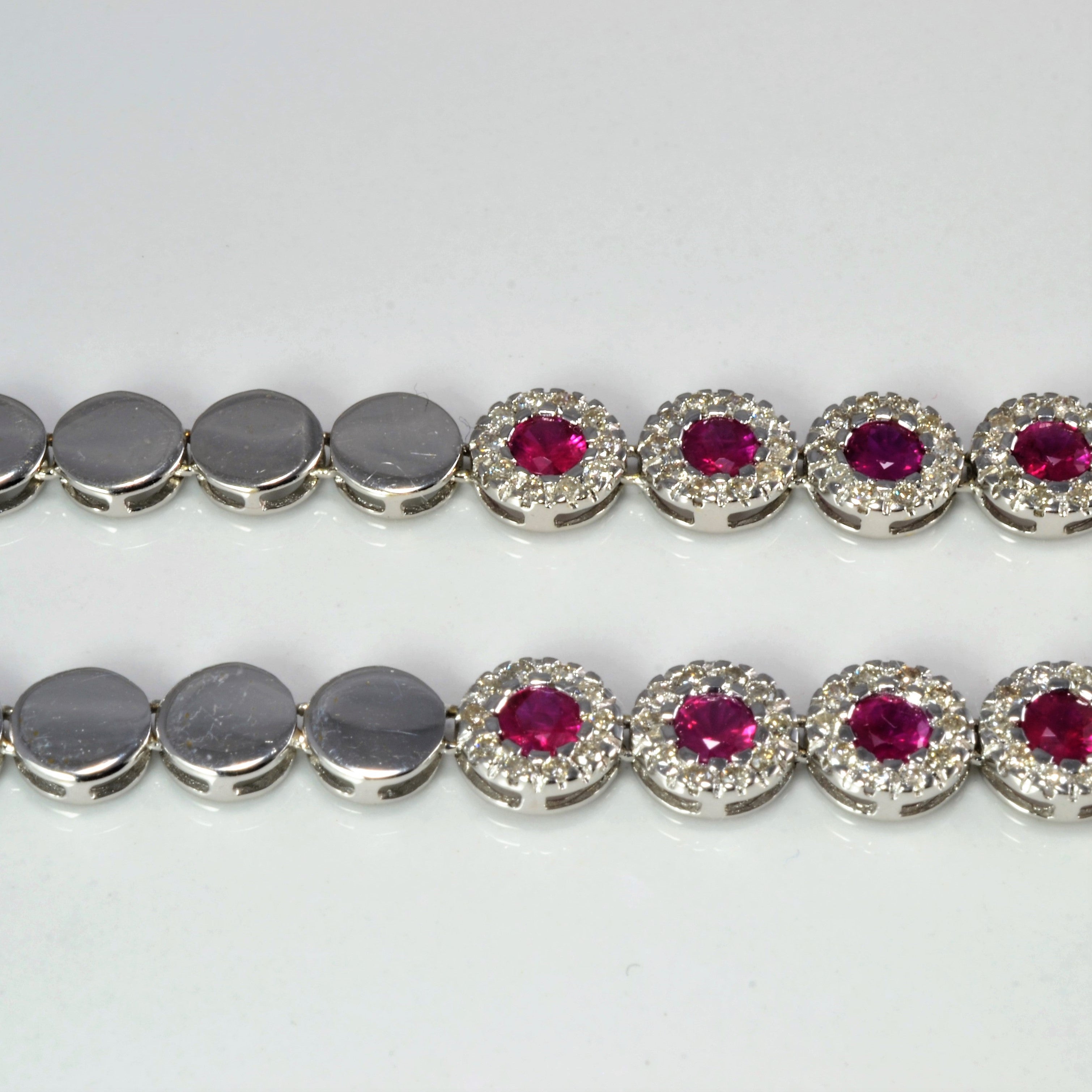 Ruby & Diamond Textured Necklace | 2.21 ctw, 16''|