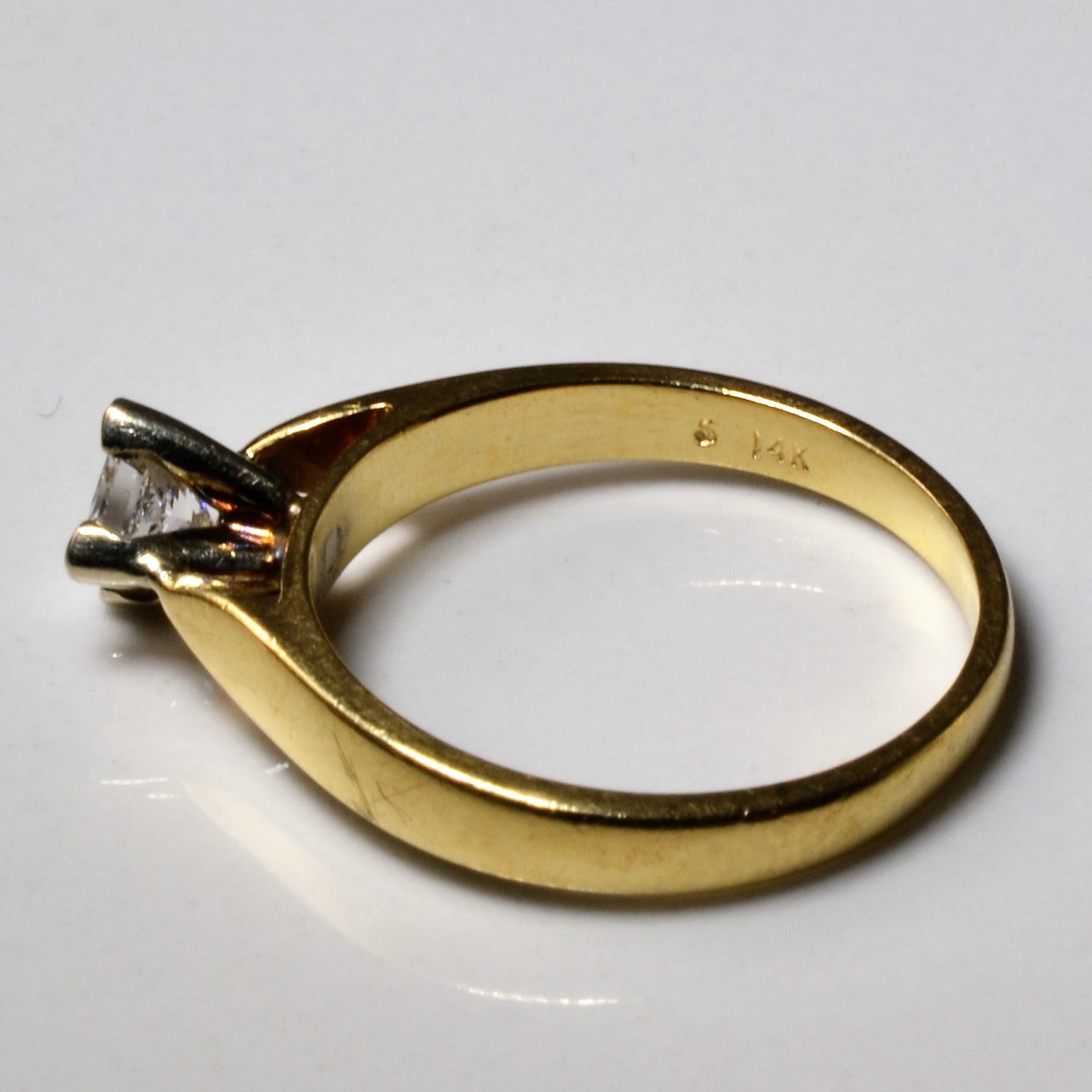 Offset Solitaire Princess Diamond Ring | 0.41ct | SZ 6.5 |