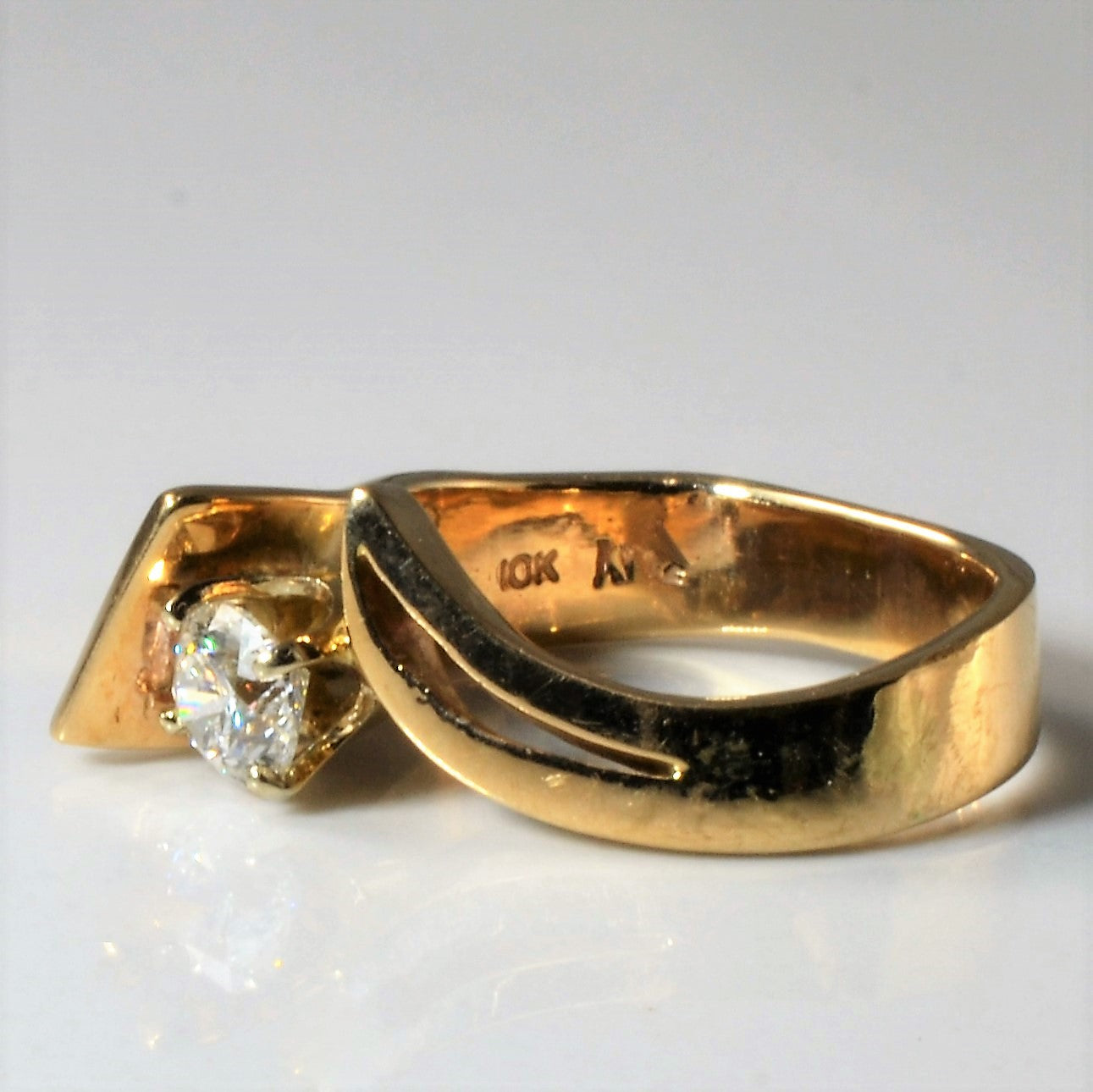 Bypass Swirl Solitaire Diamond Ring | 0.42ct | SZ 5.25 |