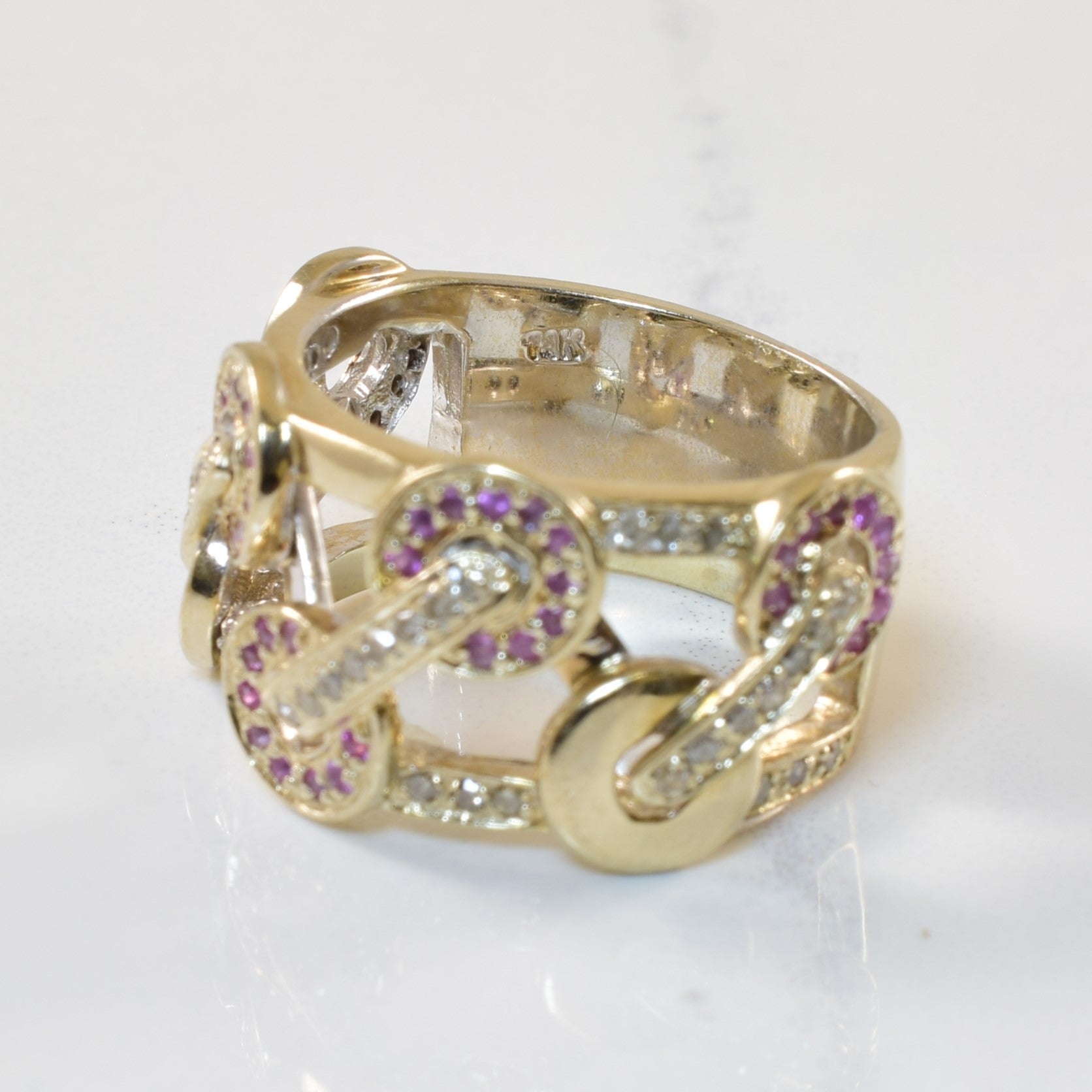 Interlocking Pink Sapphire & Diamond Ring | 0.40ctw, 0.22ctw | SZ 6.5 |