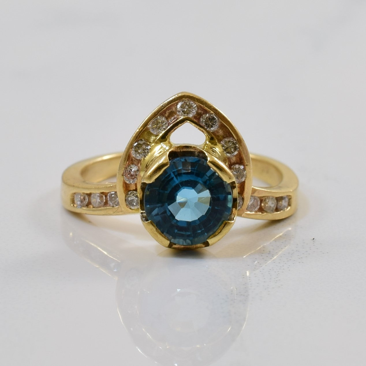 London Blue Topaz & Diamond Ring | 1.00ct, 0.15ctw | SZ 4.75 |
