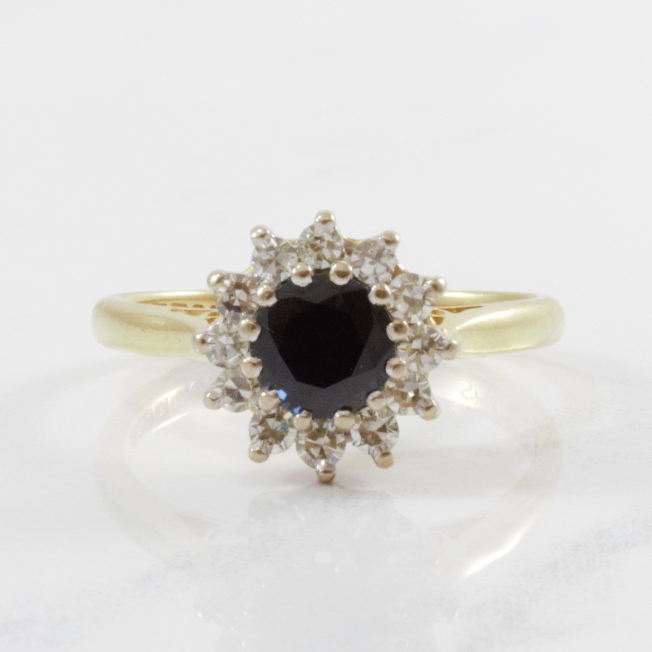 1970s Sapphire & Diamond Halo Ring | 0.30ctw, 1.00ct | SZ 7.75 |