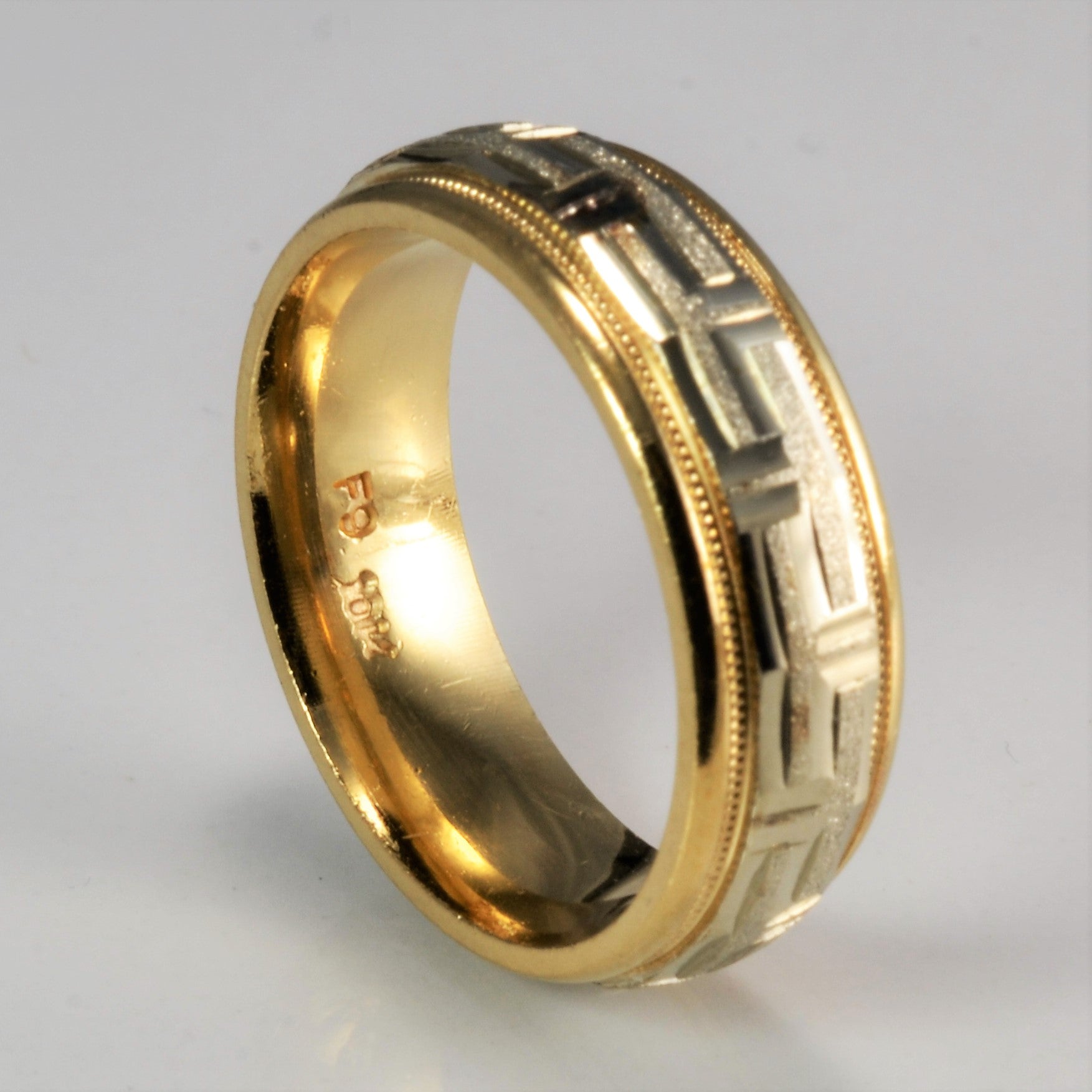 Textured Two Tone Gold Band | SZ 6 |