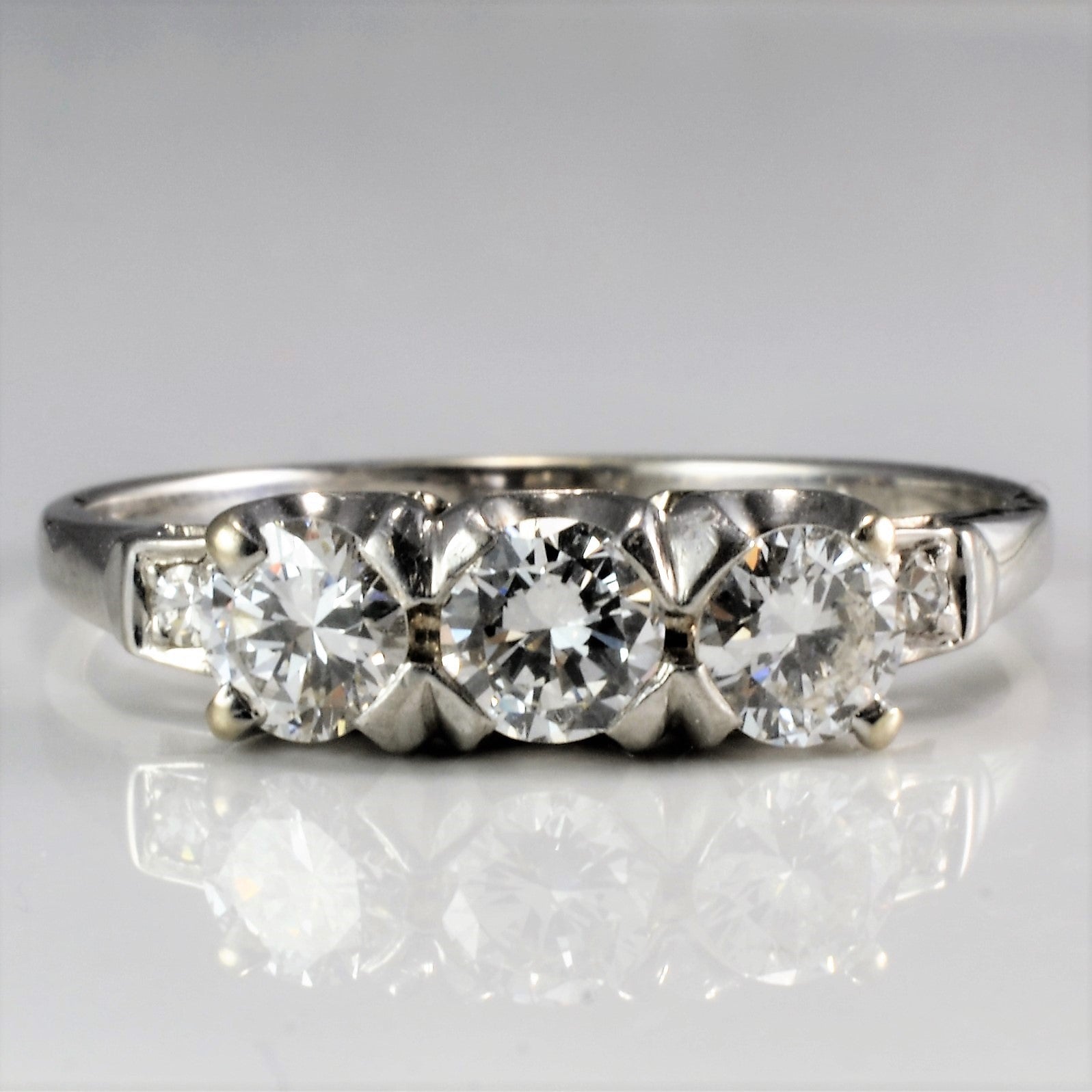 Three Stone Diamond Engagement Ring | 0.88 ctw, SZ 9.25 |