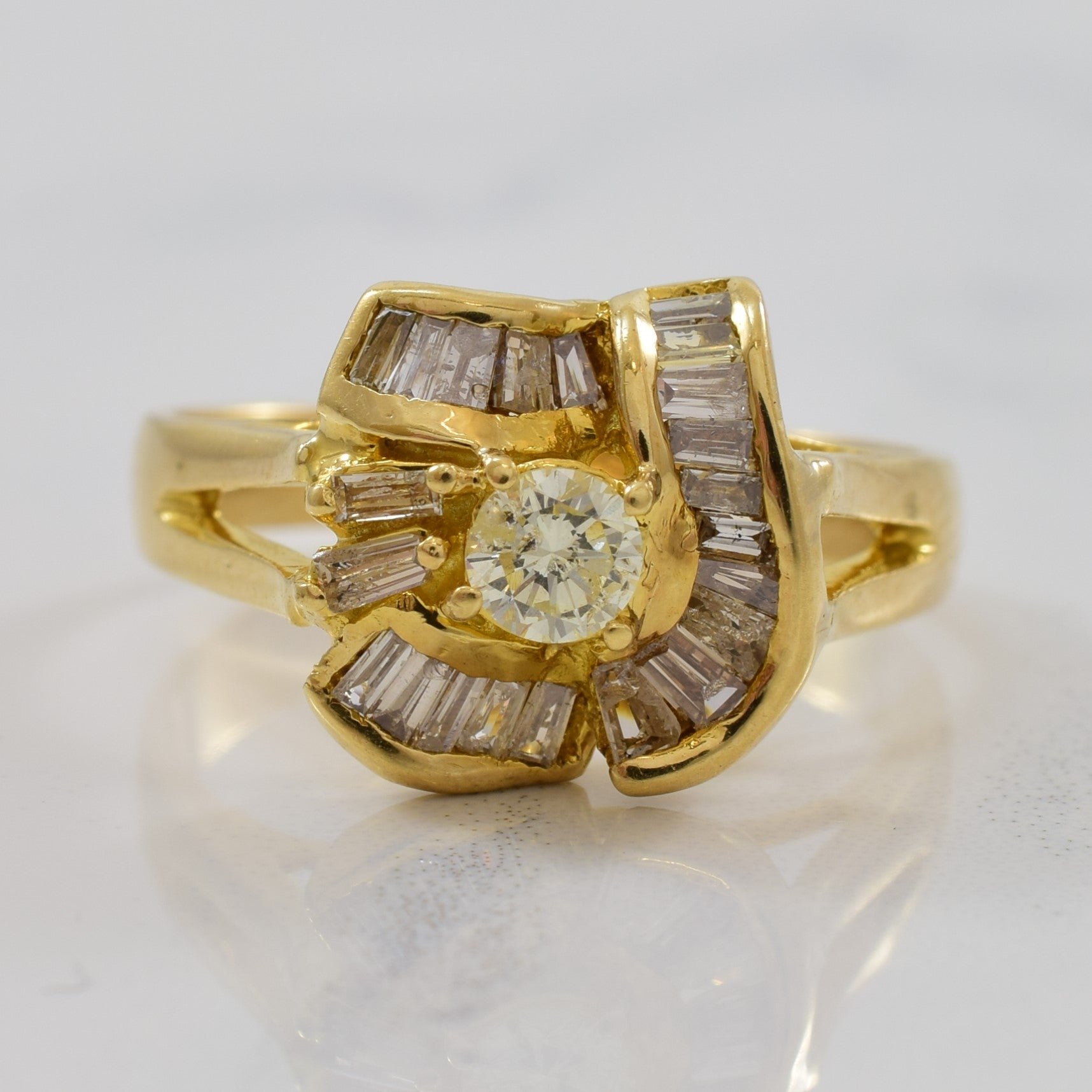 Baguette Swirl Diamond Ring | 0.52ctw | SZ 7 |