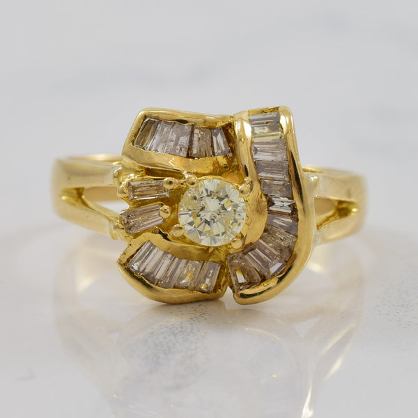 Baguette Swirl Diamond Ring | 0.52ctw | SZ 7 |