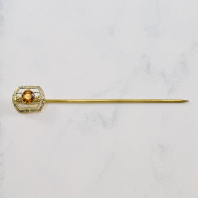Art Deco Era Solitaire Citrine Pin | 0.24ct | 2.5