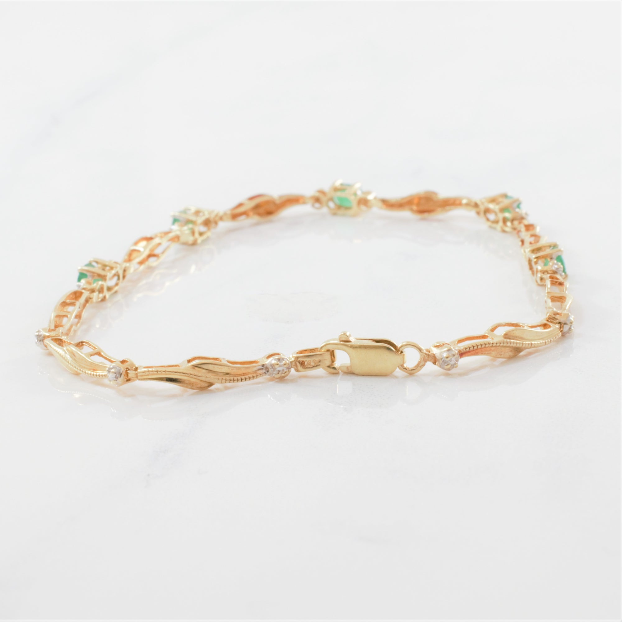 Delicate Diamond & Emerald Tennis Bracelet | 0.75 ctw | 7