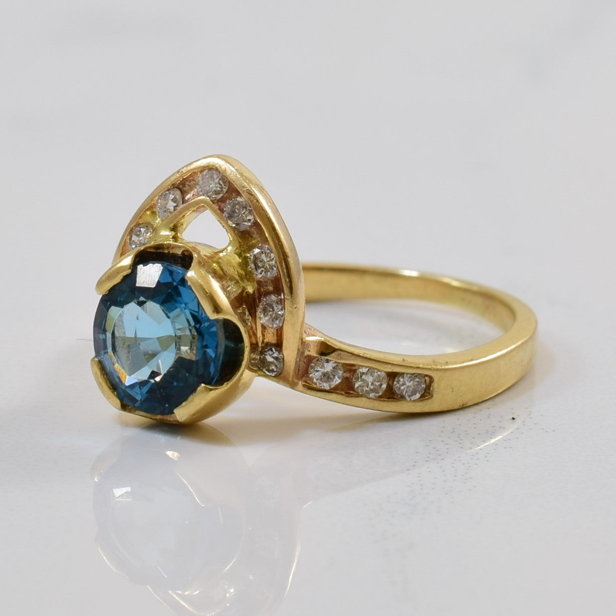 London Blue Topaz & Diamond Ring | 1.00ct, 0.15ctw | SZ 4.75 |