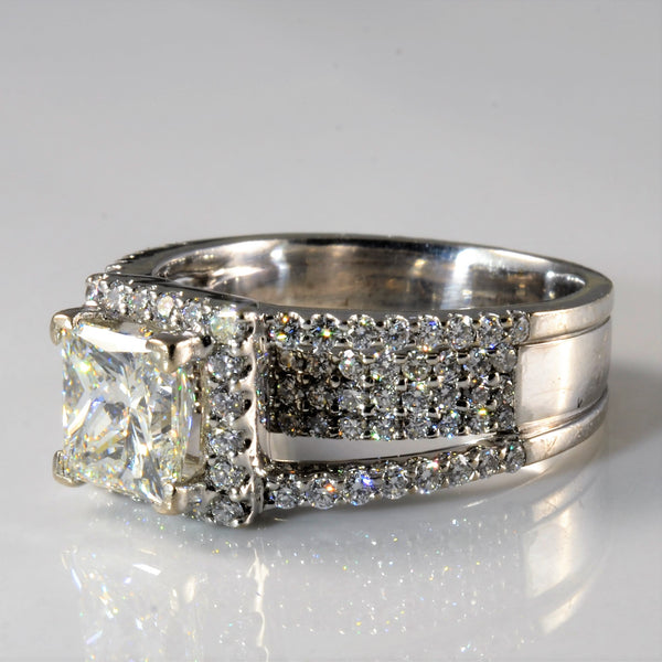 Princess Diamond Halo Engagement Ring | 3.41ctw | SZ 7 |